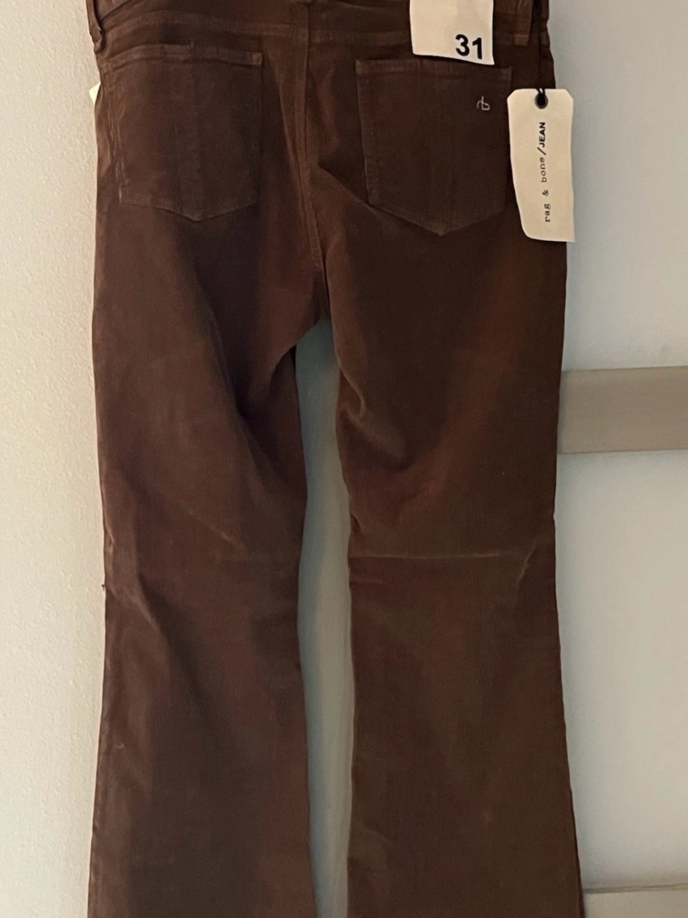 Rag & Bone Elephant Bell Corduroy Flare Jeans Whiskey Brown Sz 31 NWT!